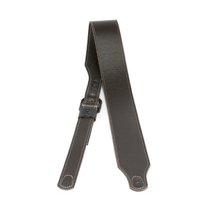 3-Inch Wide Brown Leather Guitar or Bass Strap | Clipped Corner Buckle