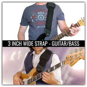 3-inch wide guitar strap for electric guitar or bass