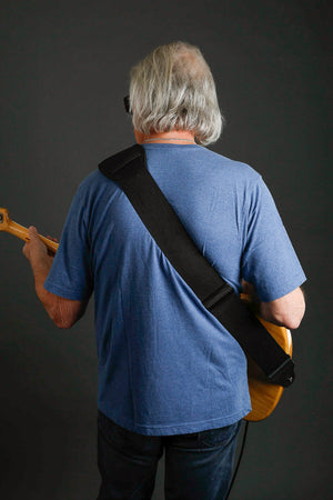 3-inch wide guitar strap on a fender jazz bass rear view