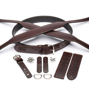 brown leather double shoulder harness ergonomic guitar strap parts