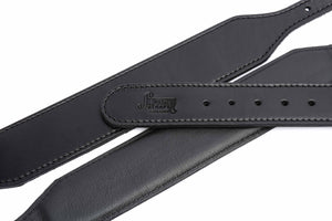 slinger straps logo on deluxe leather harness strap 