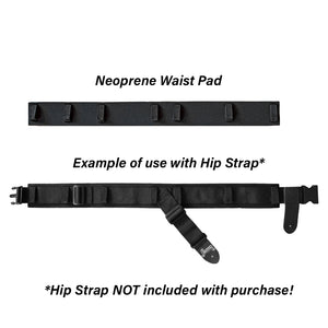 example of neoprene waist pad on hip strap ergonomic guitar strap