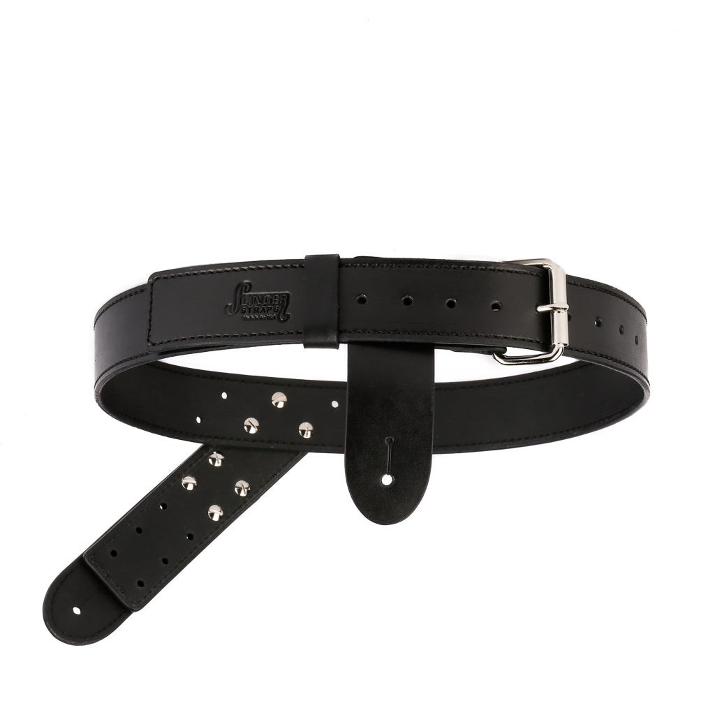 leather waist guitar strap front view
