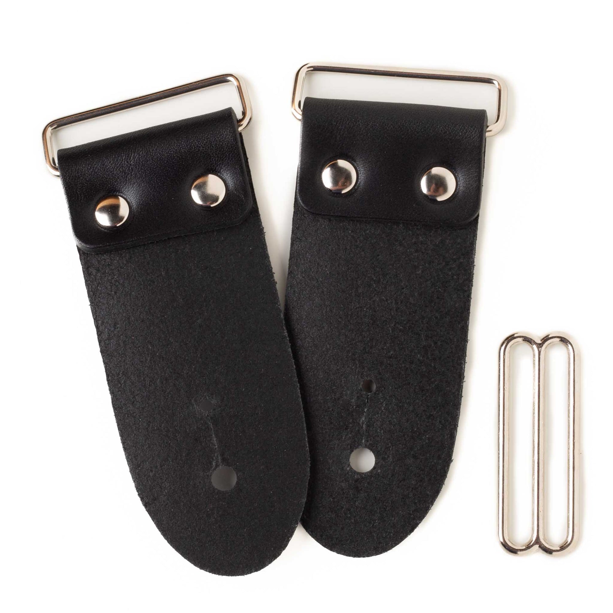 2-Inch Premium Black Leather Guitar Strap Kits in 4 Hardware Colors