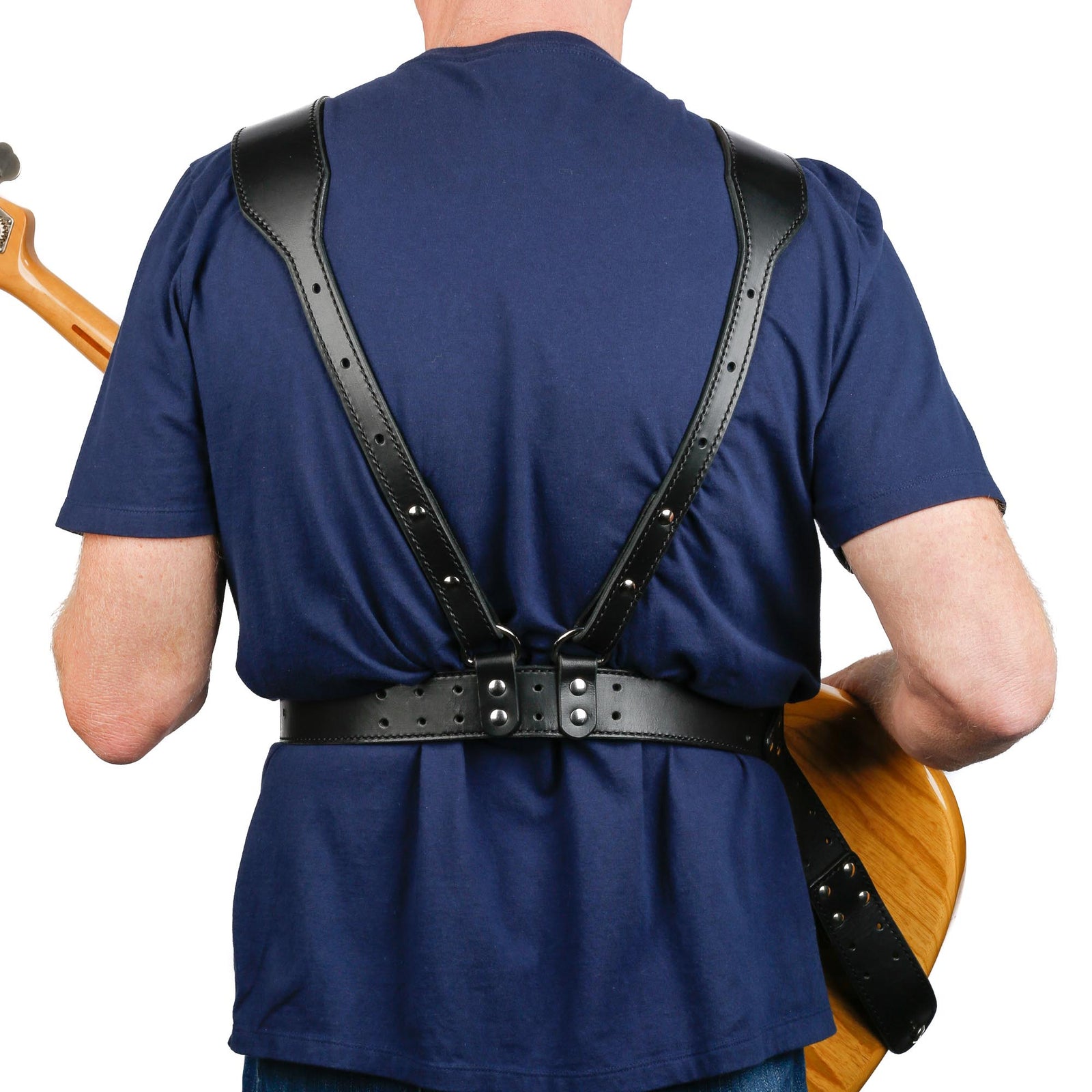 Deluxe Leather Harness Double Shoulder Guitar Strap Slinger Straps