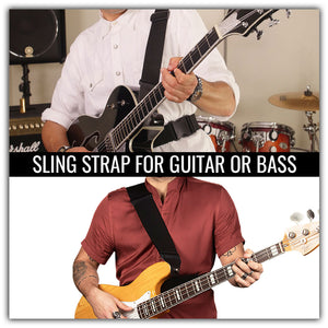 Sling strap guitar strap for electric or acoustic guitar or bass